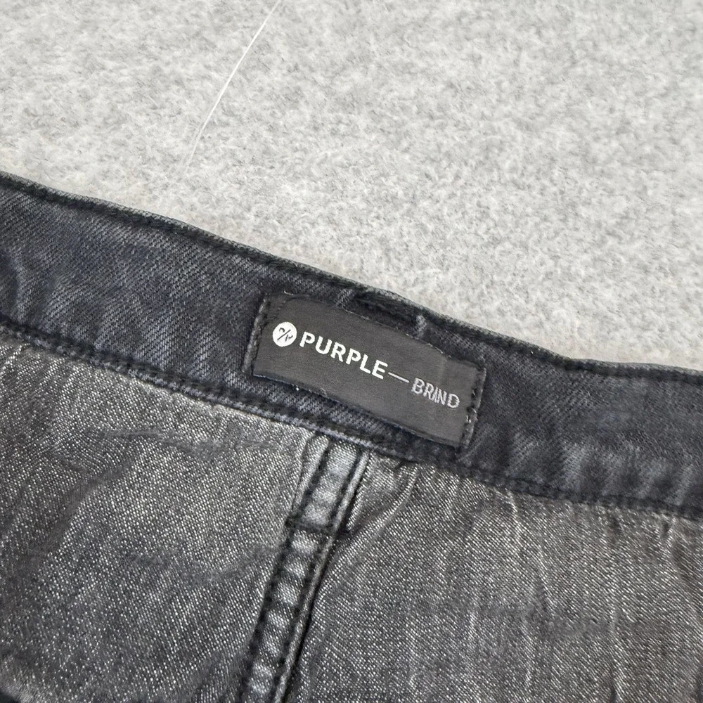 Purple Brand Mens 38 x 32 80080 Destroyed Distressed Slim Jeans Black Rare p002